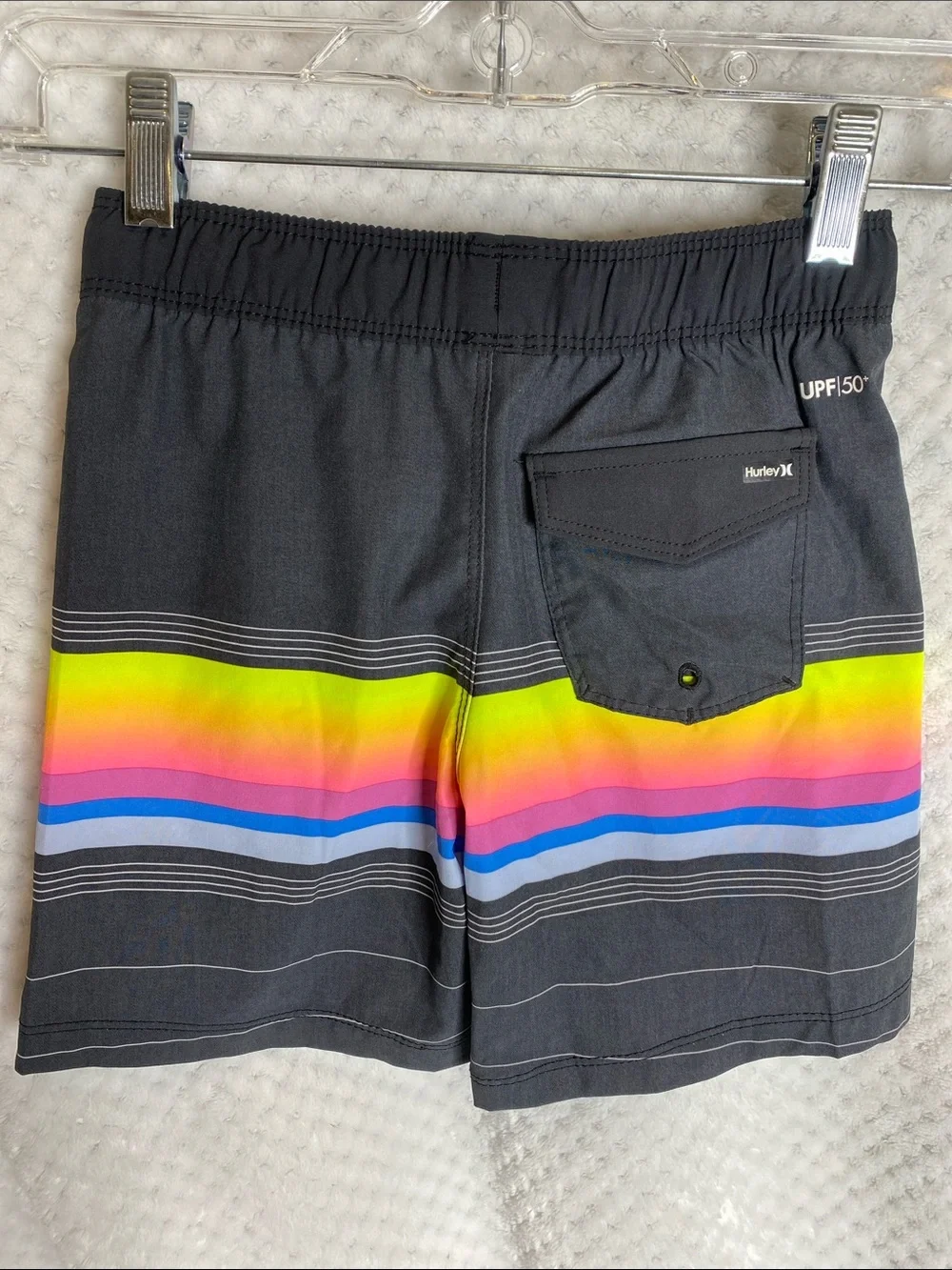 Hurley Swim Trunks Shorts with Neon Rainbow Stripe
